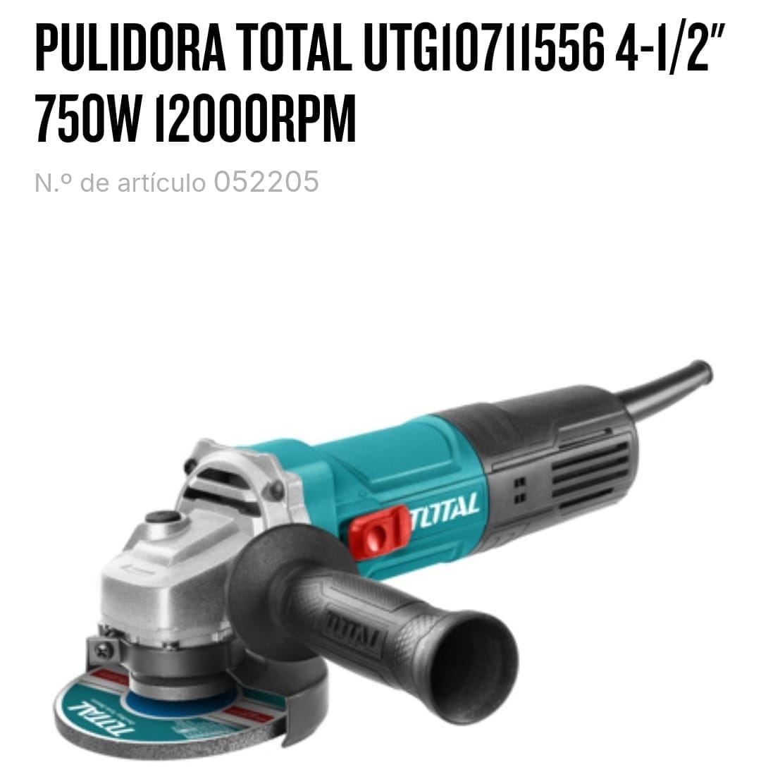 Pulidora TOTAL UTG107II556 4-1/2 pulgadas 750W 12000 RPM