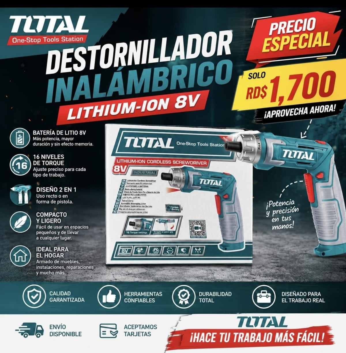 Destornillador inalámbrico TOTAL 8V