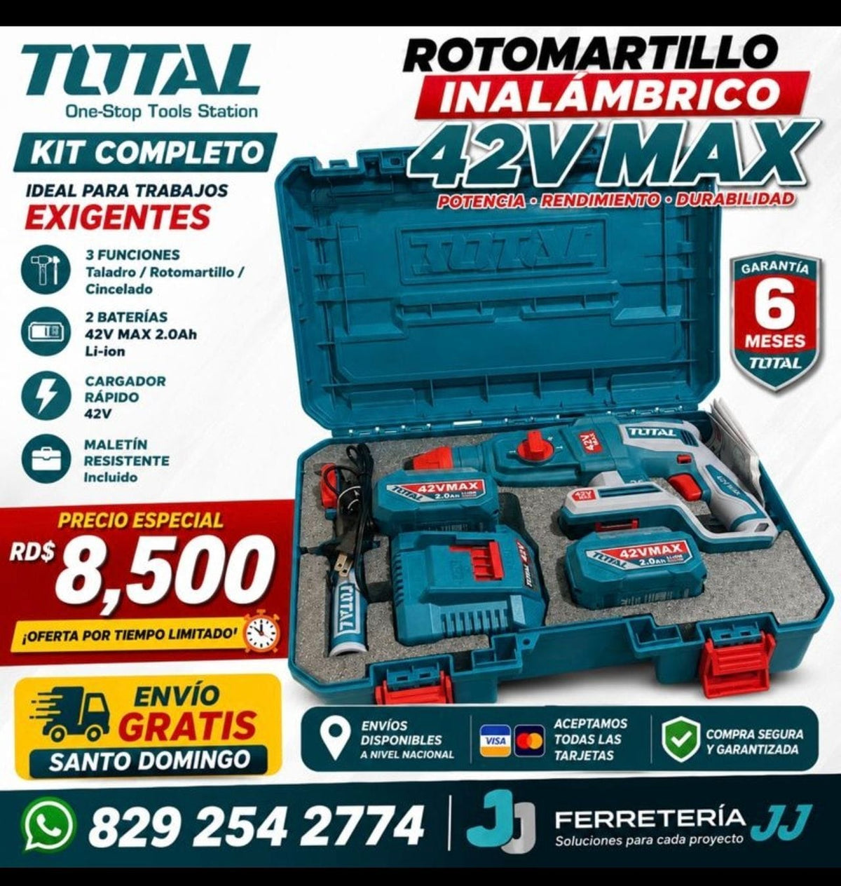 Kit rotomartillo inalámbrico TOTAL 42V MAX